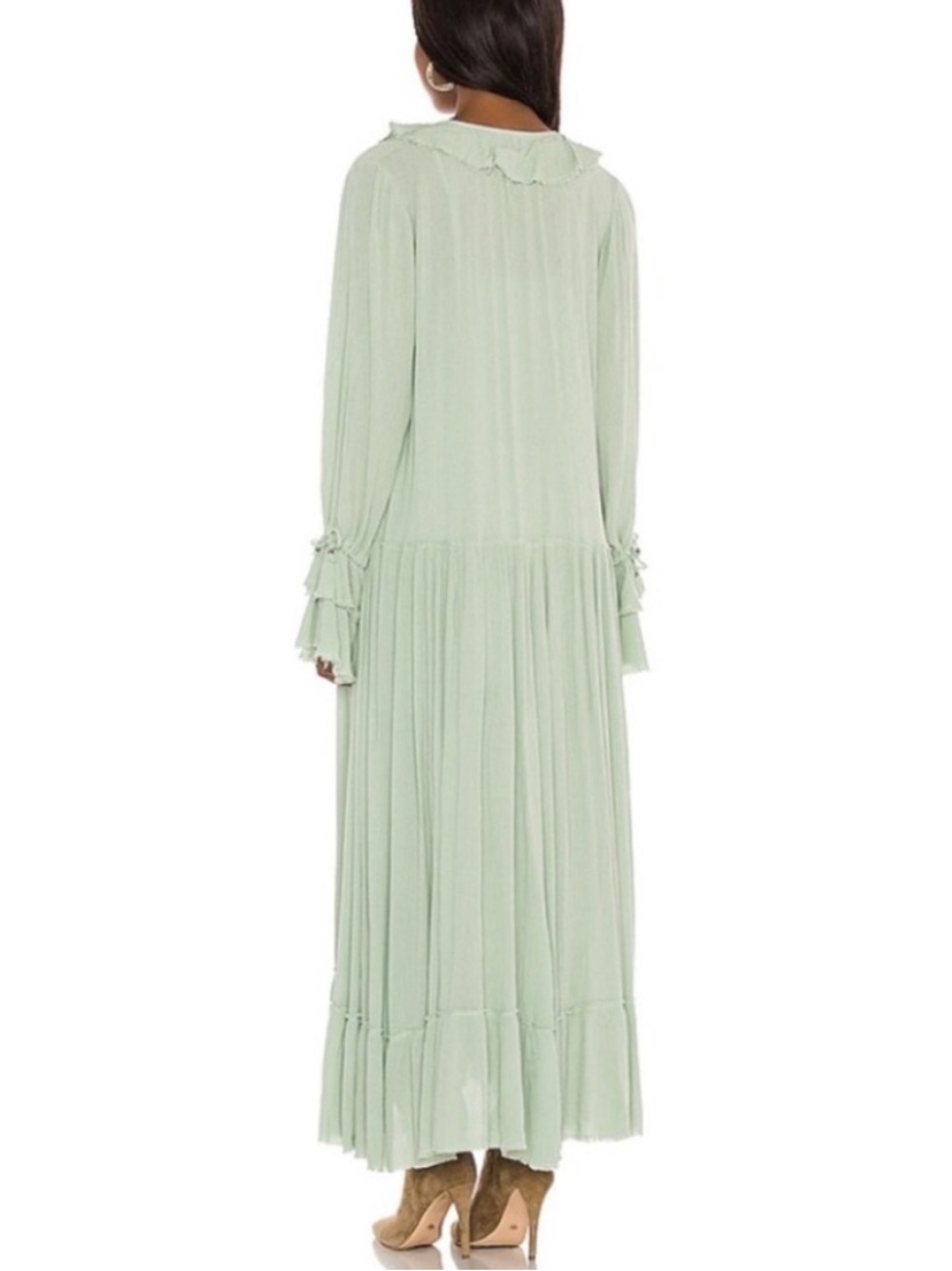 Free People sweet darlin Sage Green Textured Maxi Dress XL - Picture 7 of 15